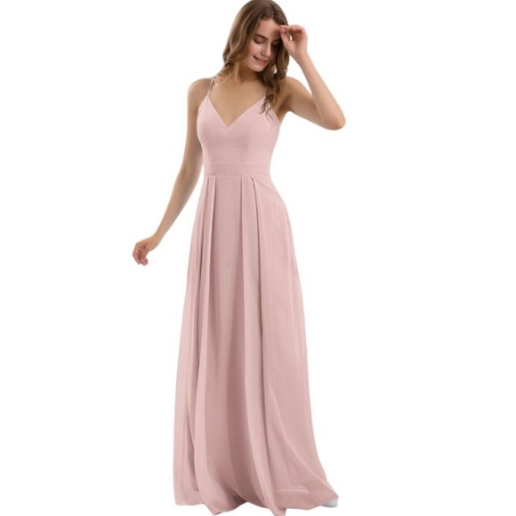 babaroni Dresses & Skirts - Babaroni Louise Bridesmaid Maxi Dress Sz 6 Dusty
Rose Spaghetti Strap Chiffon